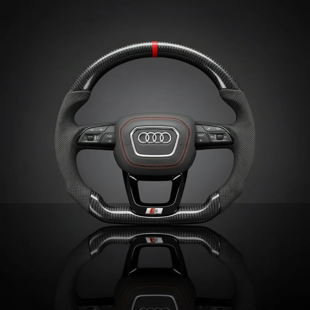 Detail van afwerking en stiksel – Audi sportstuur