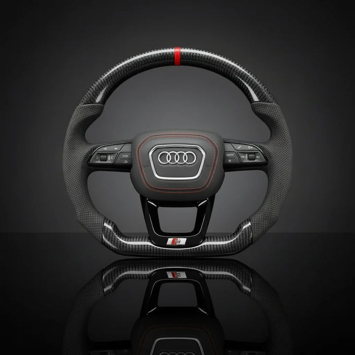 Detail van afwerking en stiksel – Audi sportstuur