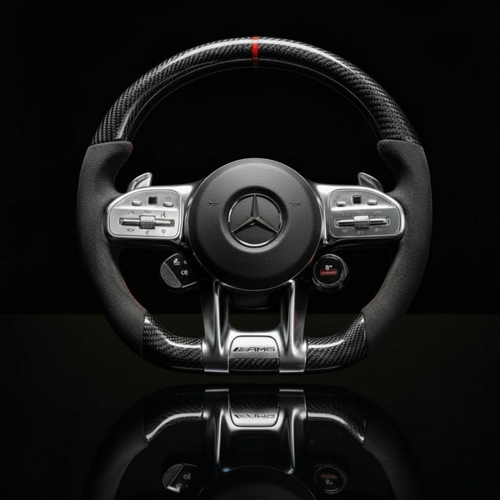Carbon sportstuur voor Mercedes-Benz A-, C-, E-, G- en S-Klasse, CLA, GLC, GLE en AMG GT – foto 2