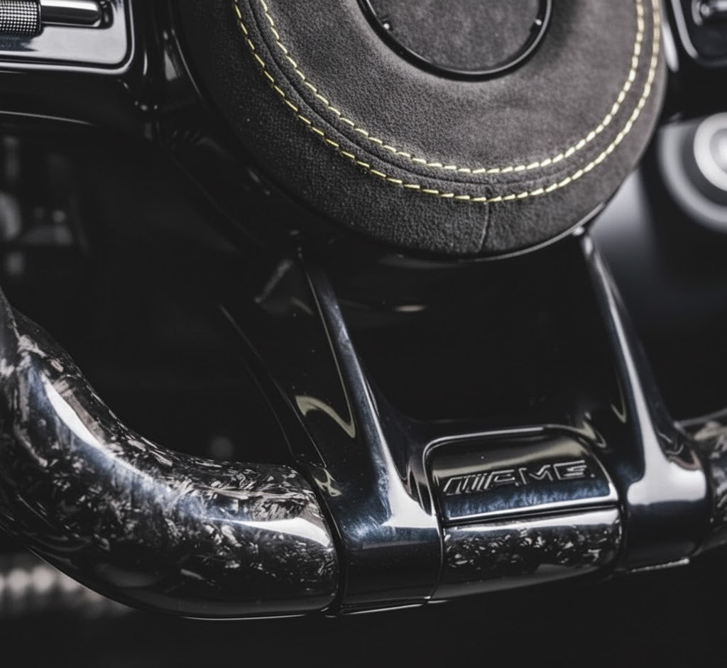 Carbon sportstuur voor Mercedes-Benz A-, C-, E-, G- en S-Klasse, CLA, GLC, GLE en AMG GT – foto 5