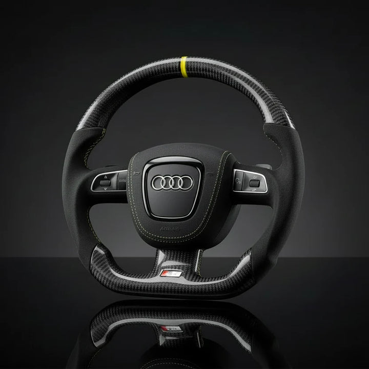 Detail van afwerking en stiksel – Audi sportstuur