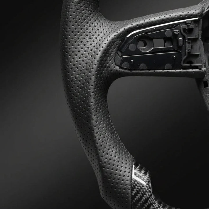 Detail van afwerking en stiksel – Audi sportstuur